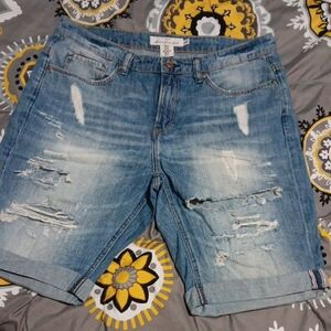 H&M Light Blue Distressed Jean Shorts